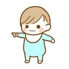 指さしをする赤ちゃん　男の子
