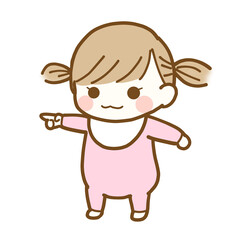 指さしをする赤ちゃん　女の子