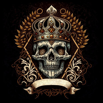 Diamond skull king logo with black background Generative AI