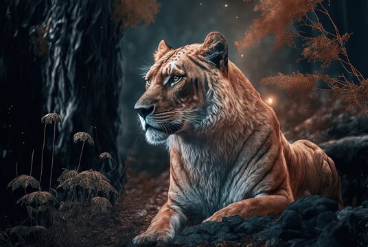 illustration of liger in nature