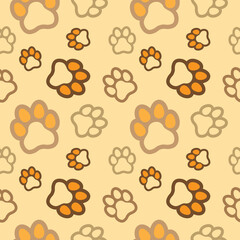 Paw seamless pattern vector doodle abstract animal footprint background for fabric, texture and wallpaper illustration for digital and print materials.