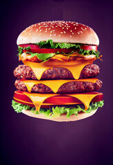 Delicious burger with copy space Generative AI