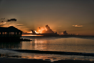 sunset at St. James Morgan bay at Saint Lucia Caribbean luxury island 