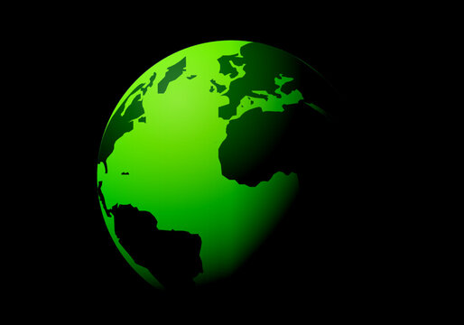 Planeta Tierra verde sobre fondo negro