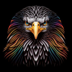 Fototapeta premium Cute strong eagle with black background Generative AI