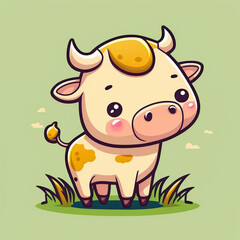 Obraz na płótnie Canvas Cute colorful cow drawing logo icon Generative AI