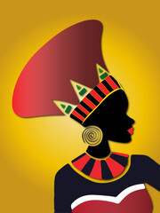 african woman with a colorful shawl on her head - Vector illustration