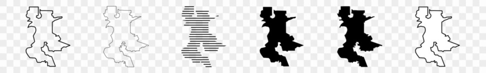 Sacramento Map Black | United States California Town Border | US American City | Transparent Isolated | Variations