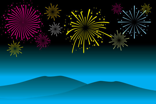 Fireworks explosion vector. New year celebration with colorful fireworks. Happy new year's eve with fireworks