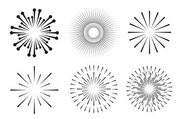 Fireworks vector set. Illustration of exploding fireworks