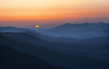 Sunset in the Ukrainian Carpathians