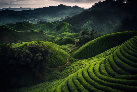 illustration of Cameron Highland tea plantation