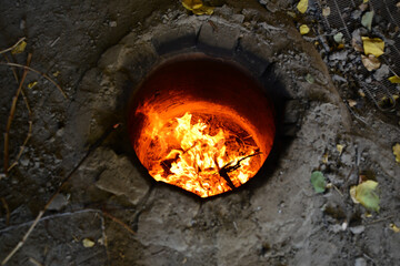 Armenian barbeque in tonir (tandoor) stone oven.
