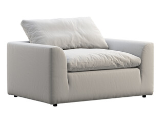 Modern white fabric upholstery chair with knitted plaid. 3d render.