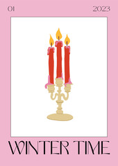 Poster Retro Magazine Style Toys Holly Poinsettia Retro Style