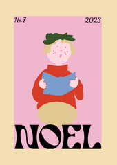 Poster Retro Magazine Style Toys Holly Poinsettia Retro Style