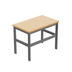 wooden table desk with metal legs and structure  isolated on white, 3D RENDERING OF SIMPLE LIGTH WOOD ON PNG TRANSPARENT BACKGROUND