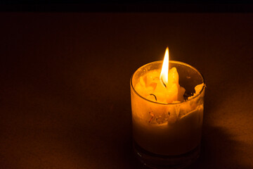 Burning candle, flame from a burning candle