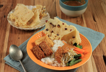 Nasi Pecel. Vegetable with Peanut Sauce.