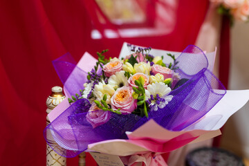 Beautiful wedding bouquet flowers close up