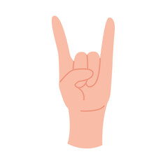 Cool hand gesture of human. Two fingers raised up