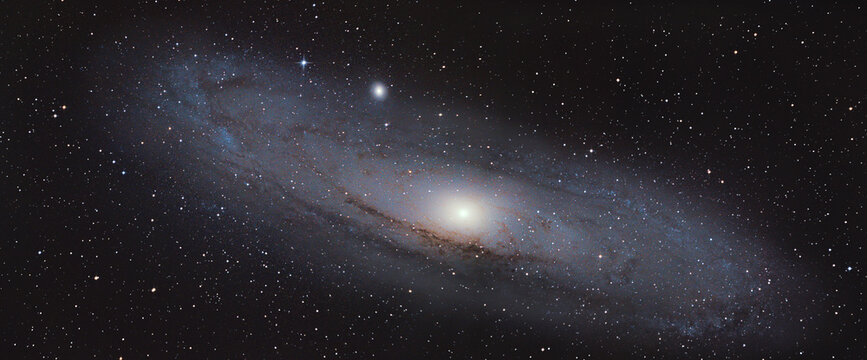 The Andromeda galaxy in the night sky.