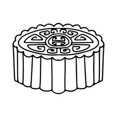 Traditional Chinese moon cake, Happy Mid Autumn Festival cakes have different patterns. Line vector illustration isolated on white background