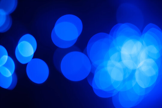 Blue lights in bokeh, blurred background