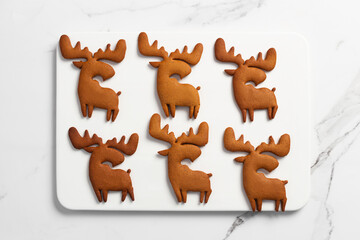 Christmas gingerbread deer isolated on white background