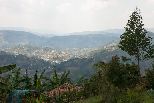 A view to Kigali and its outskirts from atop a hill.; Kigali, Rwanda