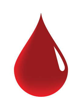 Blood drop icon, vector illustration. Red shiny blood drop isolated on white background - donation, dna test, disease. The concept of donating blood.
