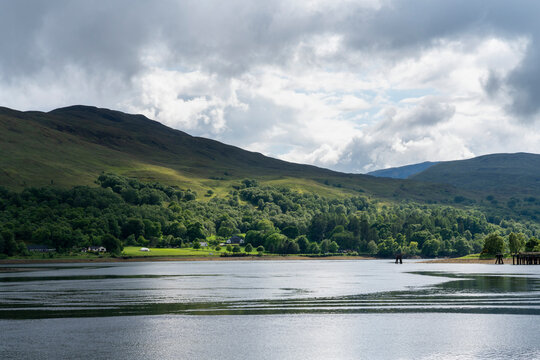 Lake Loch Eil at the end of the Caledonian Canal near Corpach, Scotland; Corpach, Scotland