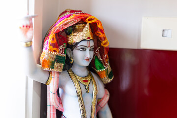 Indian Hindu gods altar close up