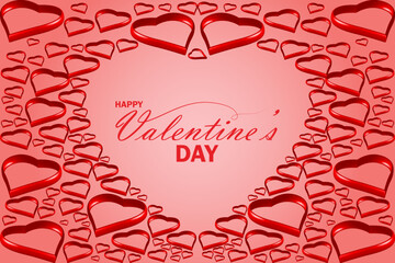 Obraz premium valentines day greeting card background. Place for text. Valentine's day sale header or voucher template with heart. red and pastel heart frame border.