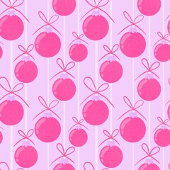 Christmas tree balls seamless glasses glitter toys pattern for wrapping paper and fabrics and linens and kids