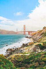 Overlook of the Golden Gate Bridge from the coastline