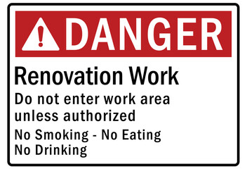 Fototapeta premium Renovation work area sign and labels