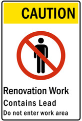 Renovation work area sign and labels