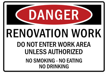 Fototapeta premium Renovation work area sign and labels