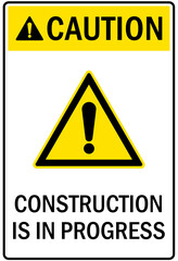 Under construction sign and labels