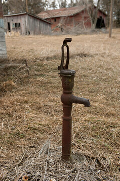 Rusty pump at an abandoned farm; Lincoln, Nebraska, United States of America