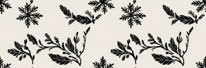 Minimalistic Hand Drawn Winter Christmas Elements Seamless Pattern Wallpaper, Generative Ai