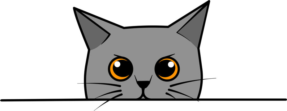 Cat Peeking Vector Illustration