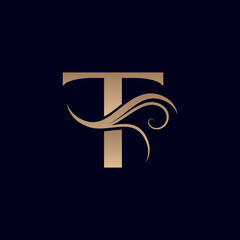 HAIR SALON GOLD BEAUTY WOMEN LOGO LETTER T