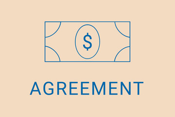 Obraz premium agreement . Minimalist dollar image. Simple illustration on financial theme. agreement blue logo. Beige XX background. Economic banner.ART blur