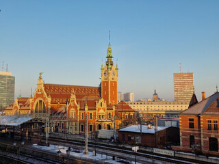 historic railway station in Gdansk, Poland