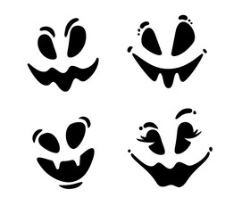 Scary spooky faces for Halloween. Funny PNG