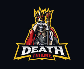 Death king mascot logo design. Skeleton king vector illustration