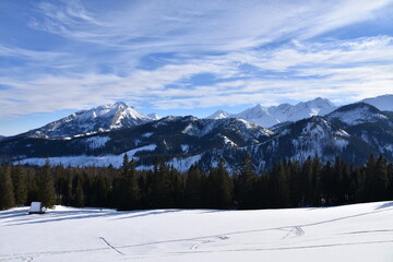 Fototapeta premium Rusinowa Polana, Tatry, zima, śnieg, Park Narodowy, TPN,