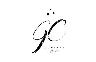 handwritten vintage GC alphabet letter logo icon combination design with dots